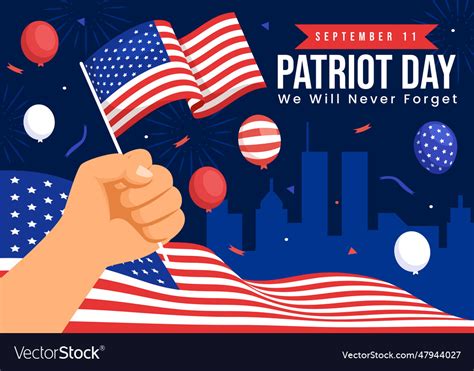 Happy Usa Patriot Day With United States Flag 911 Vector Image