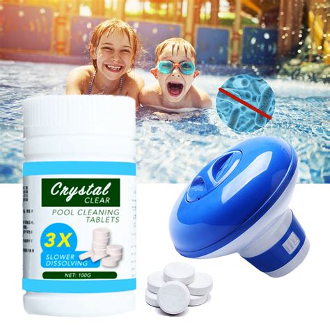 100 Tablet Pool Spa Cleaning Dispenser Floating Chlorine Hot Tub Chemical And Swim Table