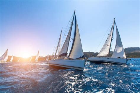 Premium Photo Luxury Yachts At Sailing Regatta Sailing In The Wind