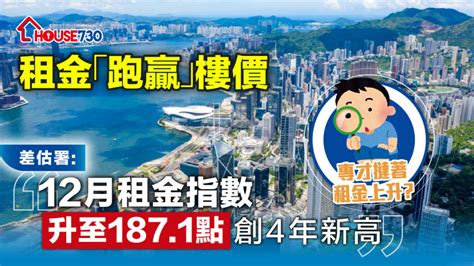 數據統計│租金「跑贏」樓價 差估署 12月租金指數升至1871點創4年新高 House730