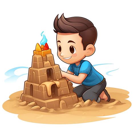 Boy Building Sandcastle Stock Illustrations 199 Boy Building