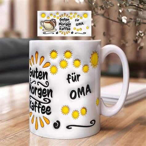 Oma 3D Tassen Sublimation Design Mit Faultier Aufgeblasenes Design PNG