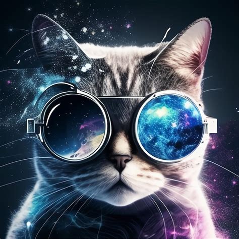 Space Cat With Galaxy Glasses