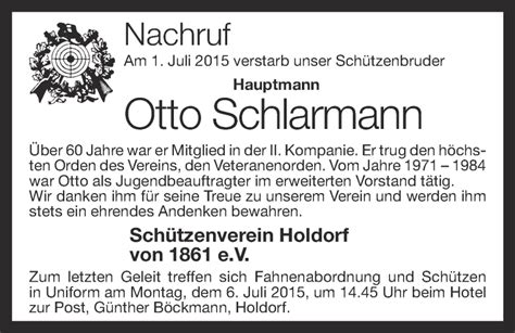 Traueranzeigen Von Otto Schlarmann Om Trauer De