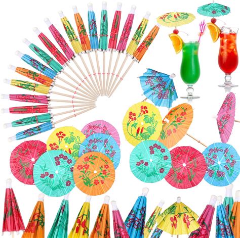 Amazon Box Of Cocktail Drink Hawaiian Paper Parasol Umbrella