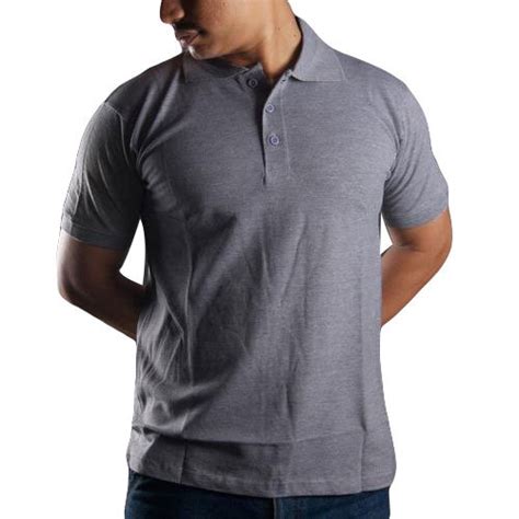 Plain Collar Neck Mens Cotton Grey Polo T Shirt Size Medium Gsm 200