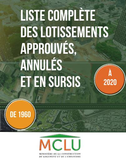 Liste complète des lotissements approuvés annulés et en sursis