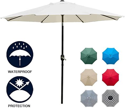 Sunnyglade 9 Patio Umbrella Outdoor Table Umbrella With 8 Sturdy Ribs