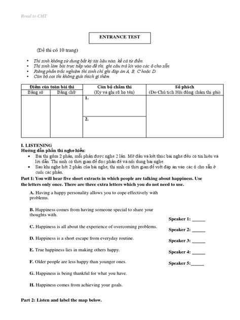 Entrance Test - Paper | PDF