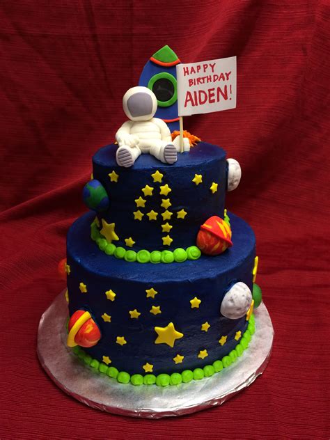 Space Themed Cake With Astronaut And Rocket Themed Cakes Boy