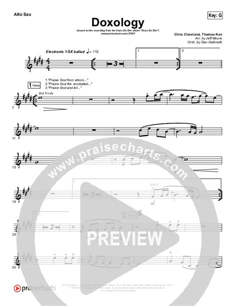 Doxology Alto Sax Sheet Music Pdf Stars Go Dim Praisecharts