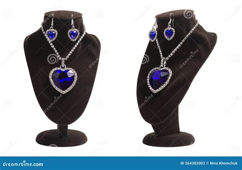 Pendant And Earrings With Heart Shaped Diamonds Stock Photo Image Of