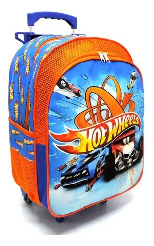 Kit Mochila Infantil Escolar Fogo Caveira Hot Wheels Rodinhas Tam M F Frete Gr Tis