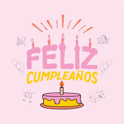 Happy Birthday Feliz Cumpleanos Lettering In Spanish 18872669 Vector