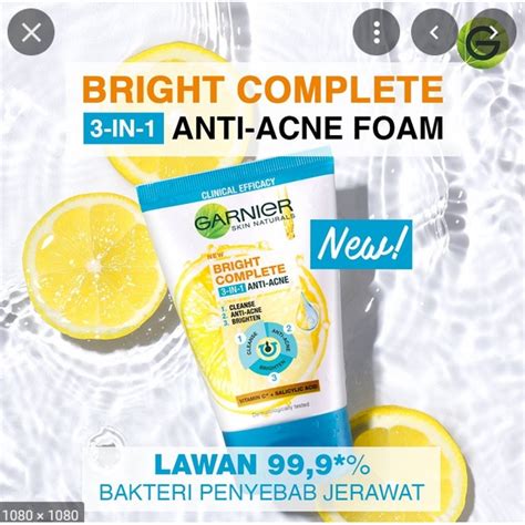 Jual Garnier Bright Complete In Anti Acne Facial Foam Shopee