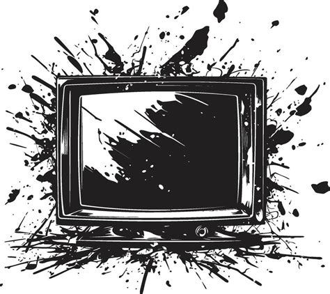 Splintered Screen Outline Black Graphic Of Shattered Tv Sketch