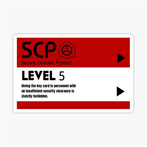 Scp Key Card Level5 Sticker By Kimjingyu Redbubble