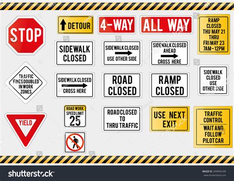 American Traffic Signs Vector Illustration Traffic Vector C S N Mi N