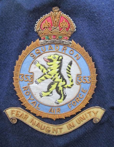 A Bullion Wire Squadron 353 Royal Air Force Badge In Raf Squadron Badges