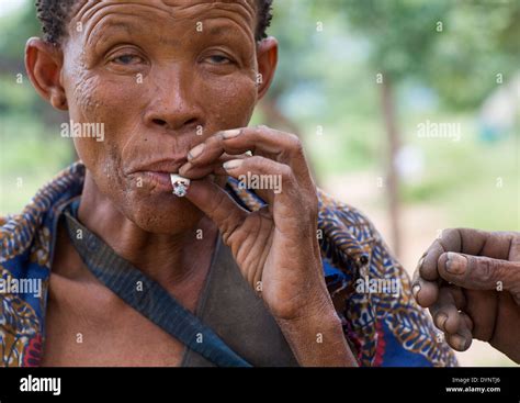 Bushman Woman Smoking Tsumkwe Namibia Stock Photo Alamy