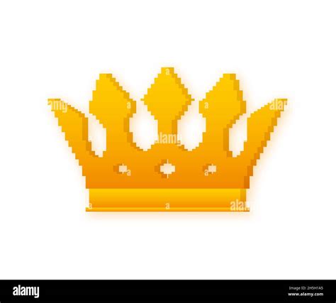 Golden Crown Pixel Art Icon 8 Bit Vector Stock Illustration Stock