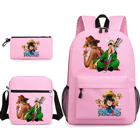 ONE-PIECE Anime Backpack Set 3 Pieces Shoulder Bag and Pencil Case for