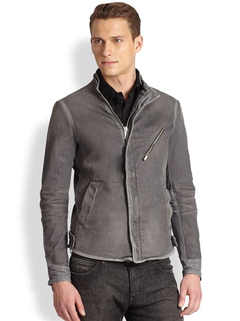 Emporio Armani Zip Front Jacket In Gray For Men Natural Grey Lyst