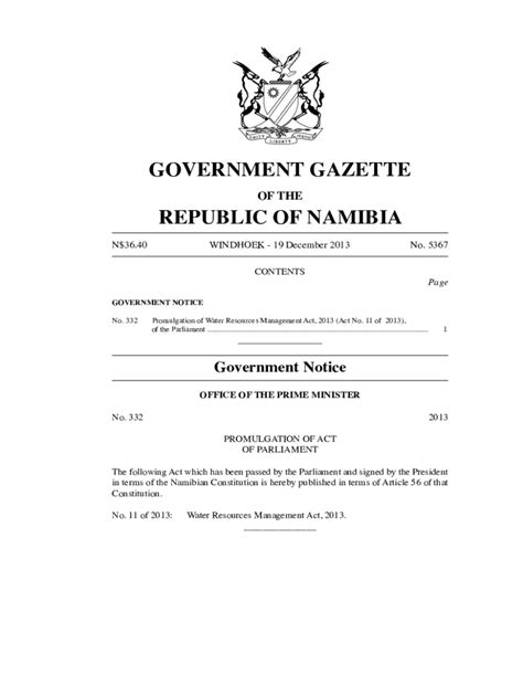 Fillable Online Promulgation Of Water Resources Management Act 2013