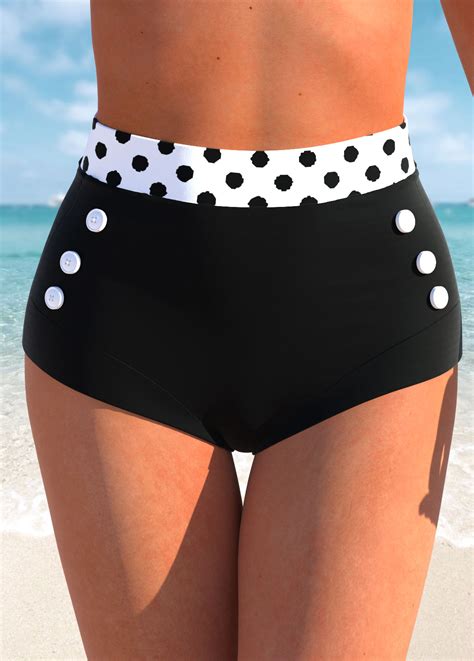 High Waisted Polka Dot White Bikini Bottom Modlily Usd