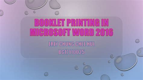 Booklet printing in microsoft word 2016