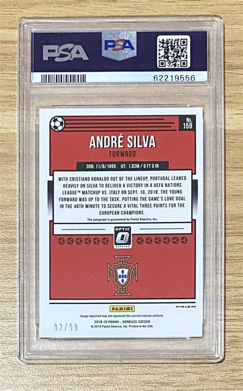 Andre Silva 2018 Panini Donruss Optic Blue 99 Auto PSA 9 EBay