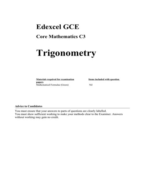 Trigonometry - Maths Genie