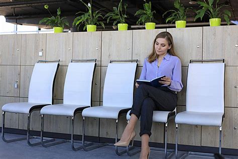 Stressful Business Woman Waiting For Job Interview Resources Exam