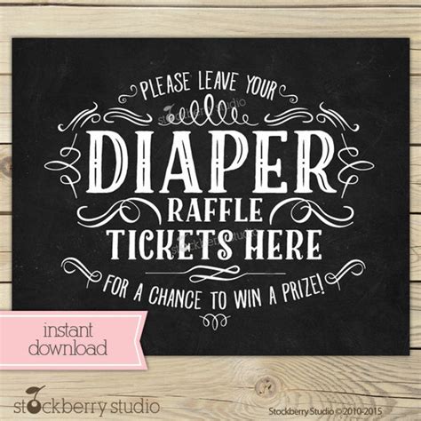 Chalkboard Baby Shower Diaper Raffle Ticket By Stockberrystudio