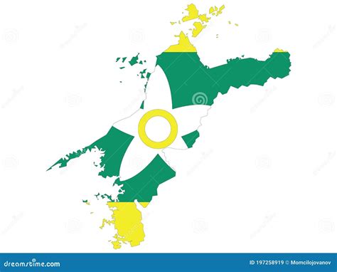 Flag Map Of Ehime Prefecture Stock Vector Illustration Of Fukui