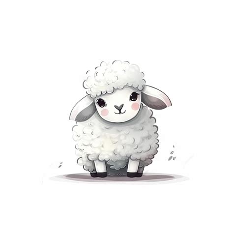 Premium Photo | Minimalist Digital Drawing of a Cute Sheep on White ...