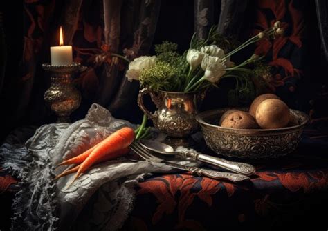 Premium Photo A Baroqueinspired Still Life Photograph Of A Carrot