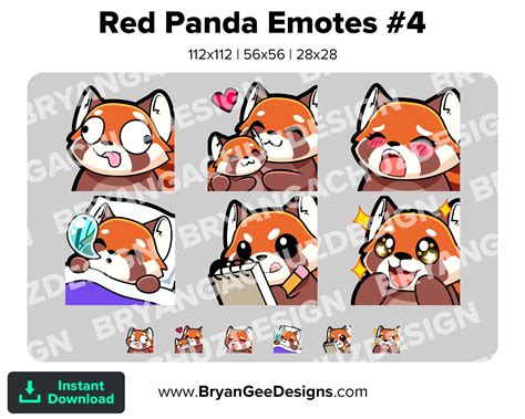 Red Panda Twitch Emotes Derp Hug Gasm Sleep Study Notes Wow For