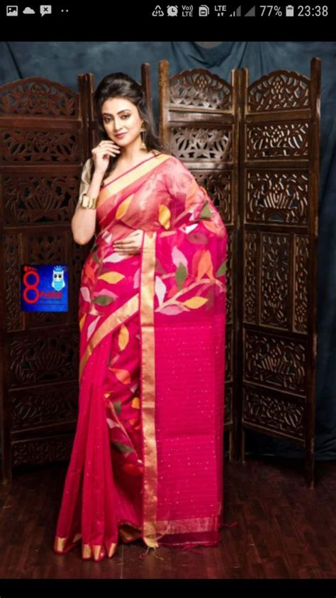 Csm Sequence Muslin Jamdani Saree With Blouse Piece At Rs