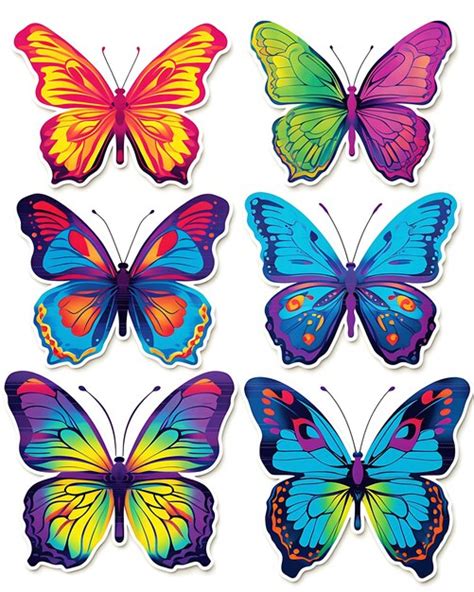 Premium Photo Rainbow Butterfly Stickers Set