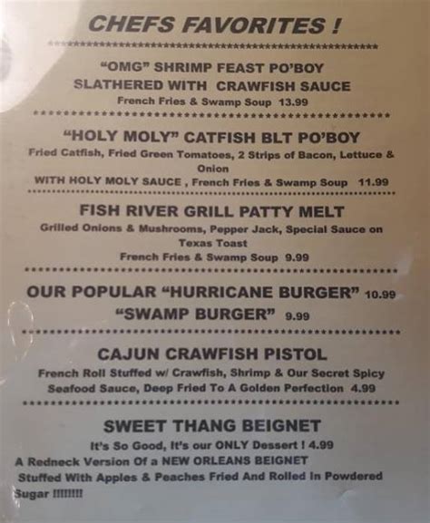 Fish River Grill Menu, Gulf Shores, AL