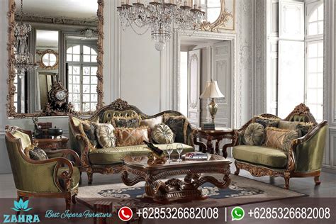 Set Kursi Sofa Tamu Victoria Natural Jati Ukiran Klasik Mewah Terbaru