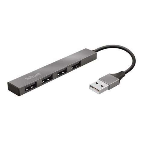 Trust Halyx Alumiini 4 Porttinen Mini USB Hubi USB Hub 4 Porttia Musta