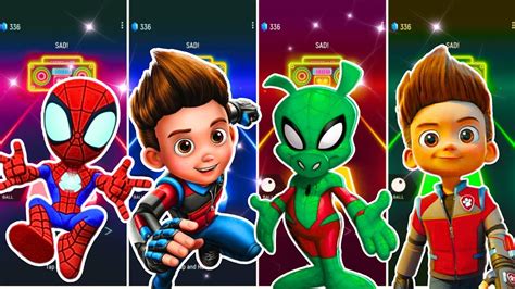 Spidey Vs Paw Patrol Vs Spiderman Vs Ryder Who Will Win Tiles Hop