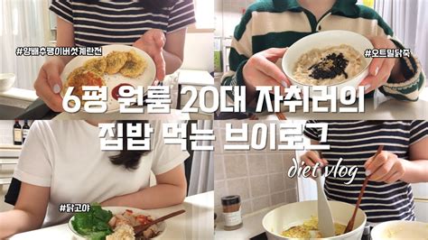 🍽️다이어트 식단 Vlog 🏠자취하는 20대 직장인의 요리 Diet Vlog 오트밀닭죽 팽이버섯계란전 닭밥야 그릭요거트 Youtube