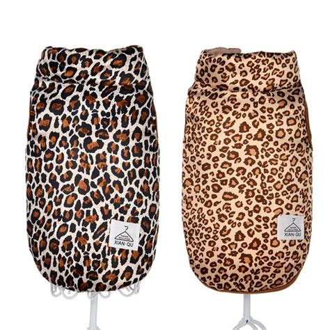 Leopard Print Dog Coat Clothes Autumn Winter Warm Peg Cloth Product Dog Clothing XS 2XL For ...