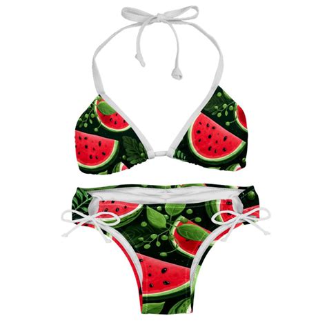 Watermelon Swim Suit Women Bikini Set Detachable Sponge Adjustable Strap Two Pack Beach
