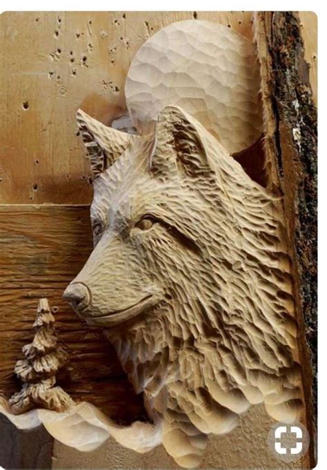 15 Extraordinary Wolf Pyrography Relief Carving Collection Wood