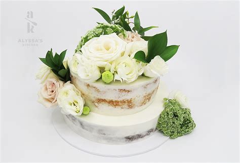 Vanilla And Chocolate Semi Naked Cake With Fresh Flowers Alyssas Kitchen Custom Made Cakes