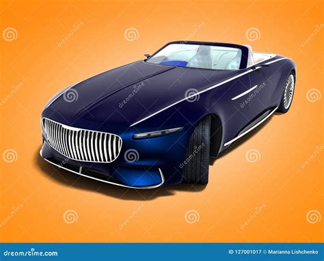 Modern Blue Electric Car Convertible Perspective View 3d Render Stock